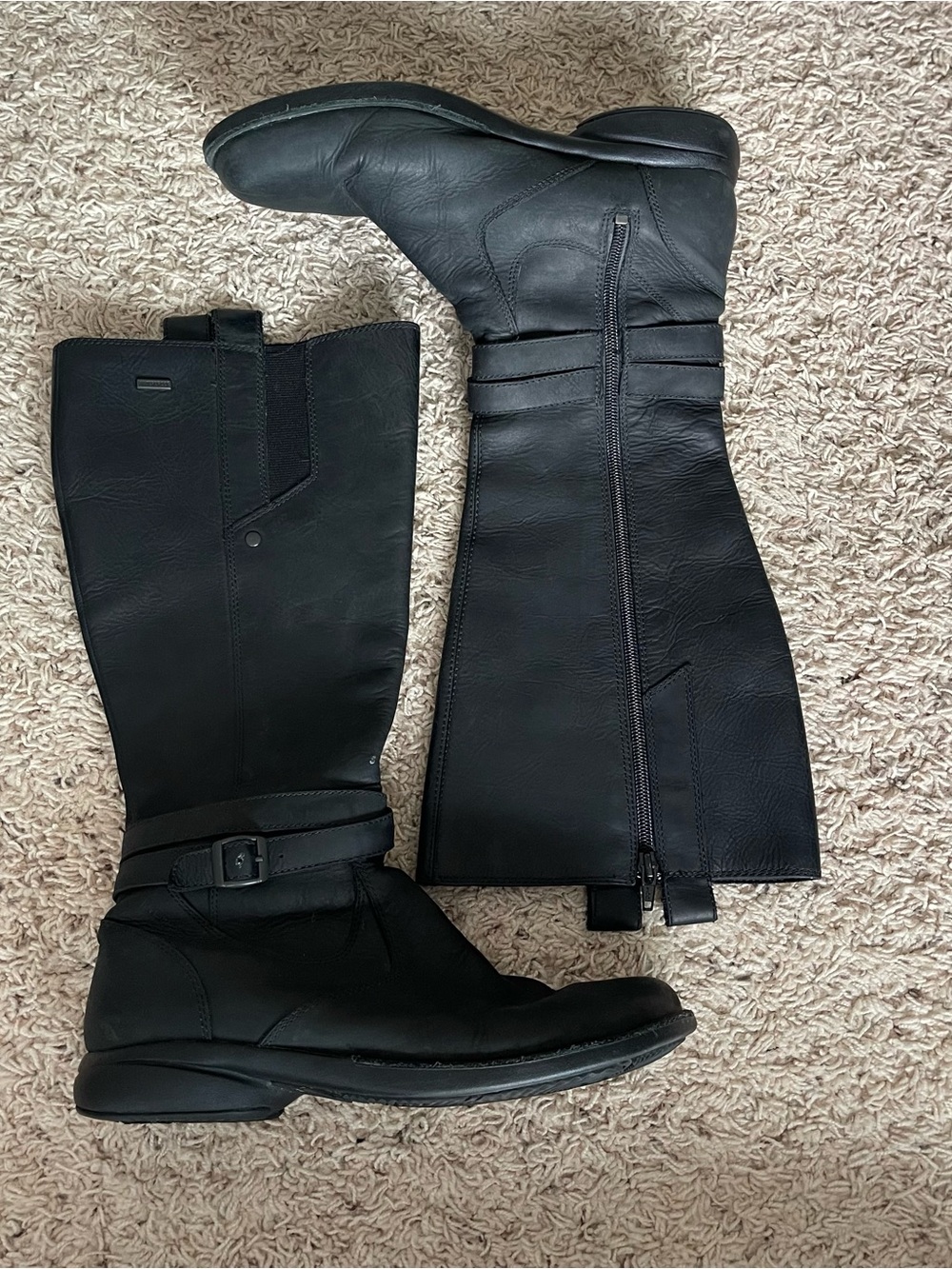 Merrell Tetra Strap Waterproof Black Leather Tall Riding Boots Womens Size 9